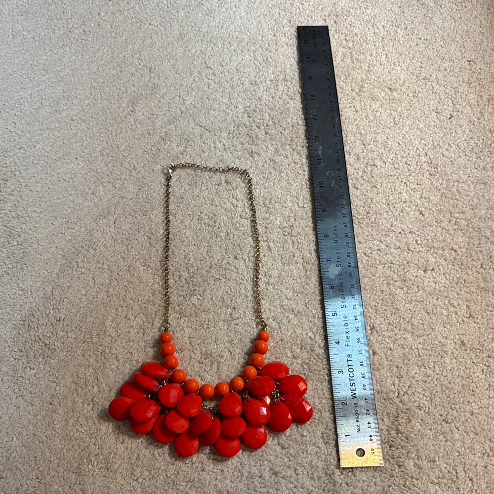 Bold Orange Statement Bib Necklace - Women Jewelry